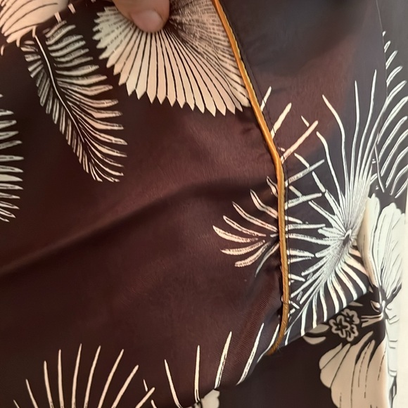 NWOT, 2p, JCrew,charcoal and white flowers with a golden trim around the trim - Picture 2 of 5